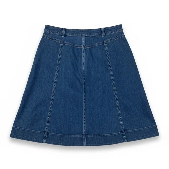 Chaps Denim Button Front A-Line Skirt Size 12 Classic Blue Jean Skirt - Picture 3 of 7